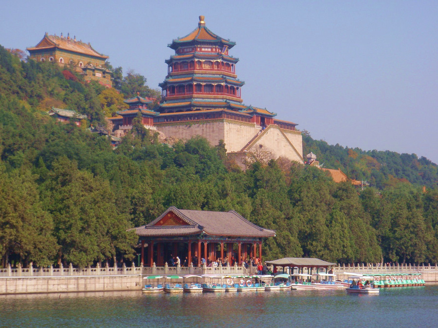 View of Temples of the Summer Palace from the Lake.